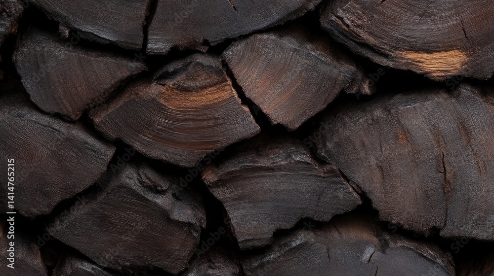 Fototapeta premium Dark Wood Sawn Logs Background