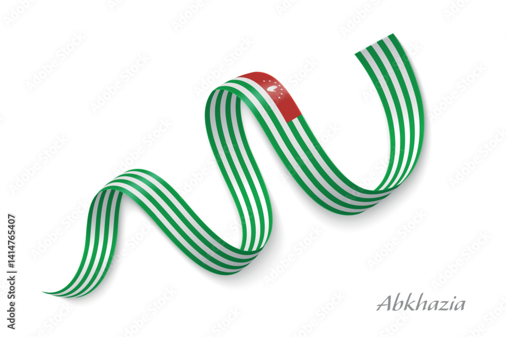 Abkhazia flag ribbon waving with national colors