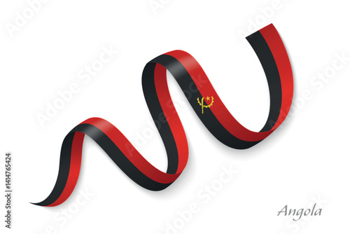 Obraz na płótnie Angola flag ribbon waving with national colors w salonie