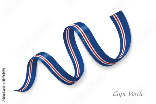 Obraz na płótnie Cape Verde flag ribbon waving with national colors w salonie