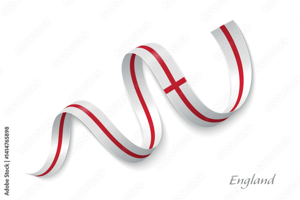 England flag ribbon waving with national colors