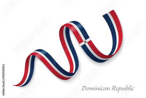 Obraz na płótnie Dominican Republic flag ribbon waving with national colors w salonie
