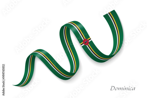 Obraz na płótnie Dominica flag ribbon waving with national colors w salonie