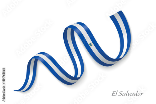 Obraz na płótnie El Salvador flag ribbon waving with national colors w salonie