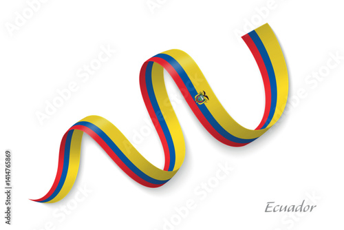 Obraz na płótnie Ecuador flag ribbon waving with national colors w salonie