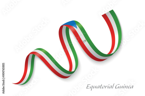 Obraz na płótnie Equatorial Guinea flag ribbon waving with national colors w salonie