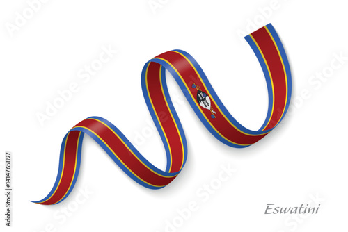 Obraz na płótnie Eswatini flag ribbon waving with national colors w salonie