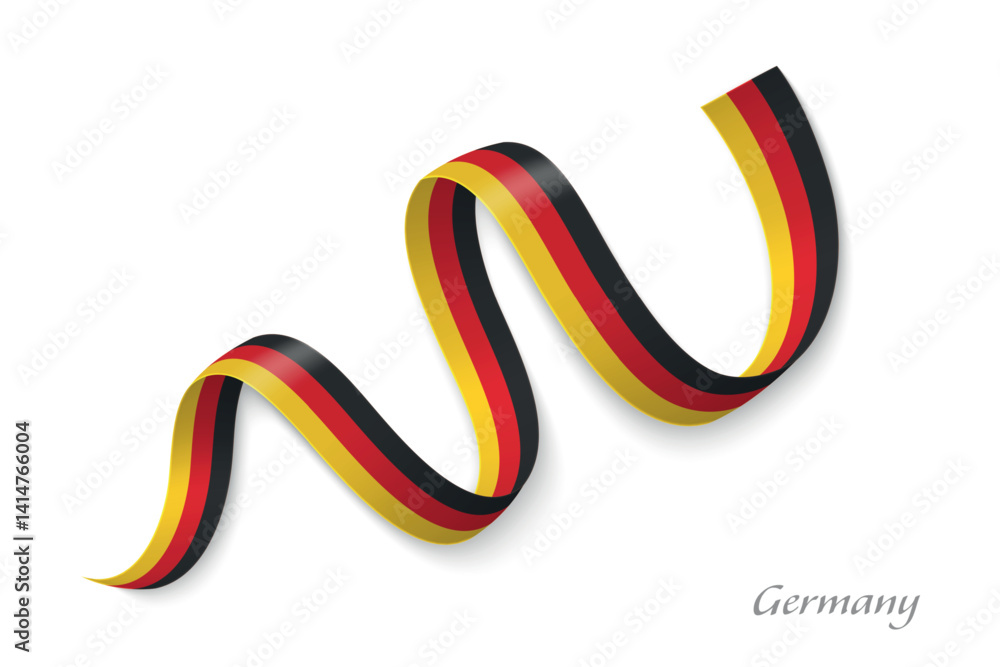 Germany flag ribbon waving with national colors