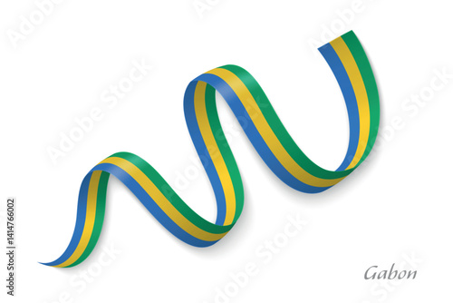 Obraz na płótnie Gabon flag ribbon waving with national colors w salonie