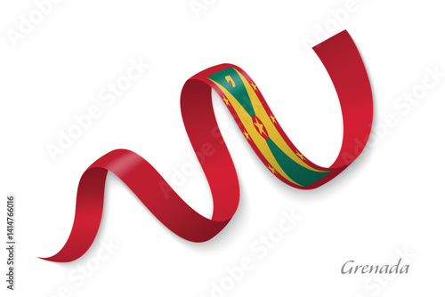 Obraz na płótnie Grenada flag ribbon waving with national colors w salonie