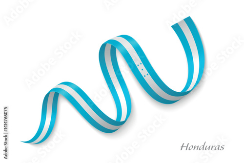 Honduras flag ribbon waving with national colors