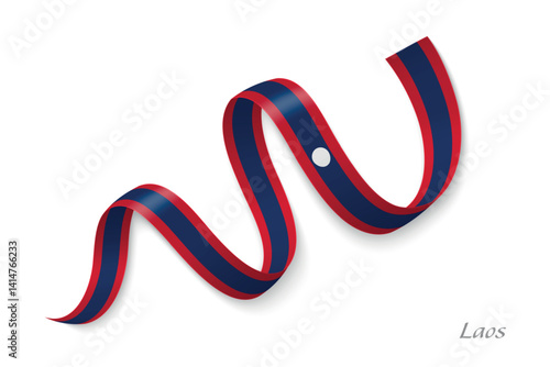 Obraz na płótnie Laos flag ribbon waving with national colors w salonie