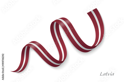 Obraz na płótnie Latvia flag ribbon waving with national colors w salonie