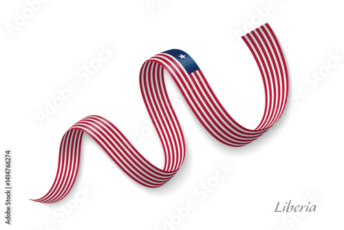 Obraz na płótnie Liberia flag ribbon waving with national colors w salonie