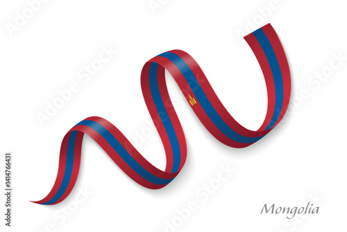 Obraz na płótnie Mongolia flag ribbon waving with national colors w salonie