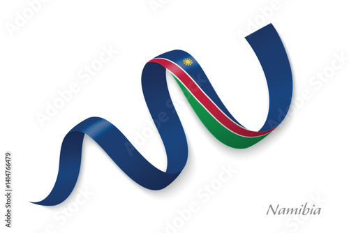 Obraz na płótnie Namibia flag ribbon waving with national colors w salonie