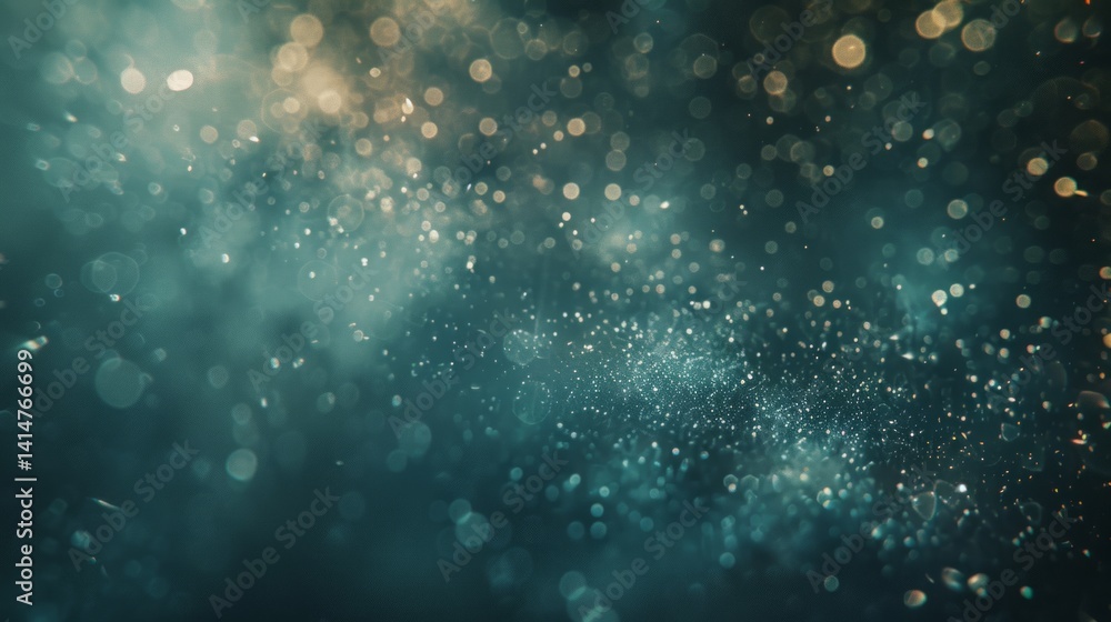 Abstract Bokeh Lights Background Texture. Festive Overlay Effect. Teal, Gold Glitter. Sparkling Magic. Defocused Particles. Abstract Bokeh Lights Background Texture. Festive Overlay Effect. Teal, Gold Glitter. Sparkling Magic. Defocused Particles.