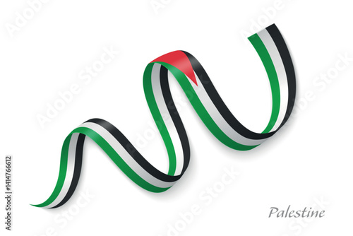 Obraz na płótnie Palestine flag ribbon waving with national colors w salonie