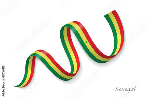 Obraz na płótnie Senegal flag ribbon waving national with colors w salonie