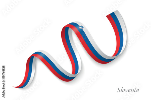 Obraz na płótnie Slovenia flag ribbon waving national with colors w salonie