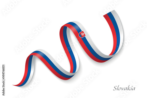 Obraz na płótnie Slovakia flag ribbon waving national with colors w salonie