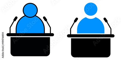 Public Speaker Icon. Conference Vector Icon in line style design. Symbol of Man Politician Speaker. Vector illustration.