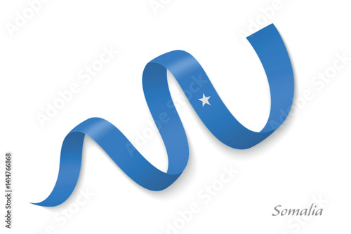 Obraz na płótnie Somalia flag ribbon waving national with colors w salonie