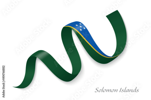 Obraz na płótnie Solomon Islands flag ribbon waving national with colors w salonie