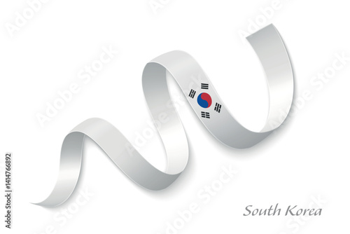 Obraz na płótnie South Korea flag ribbon waving national with colors w salonie