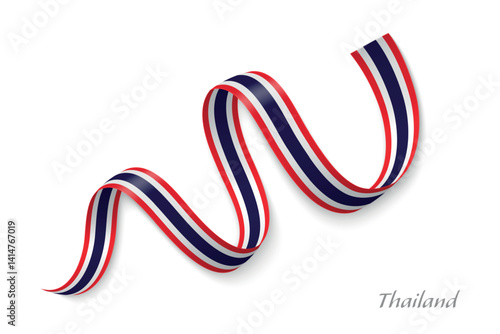 Obraz na płótnie Thailand flag ribbon waving national with colors w salonie