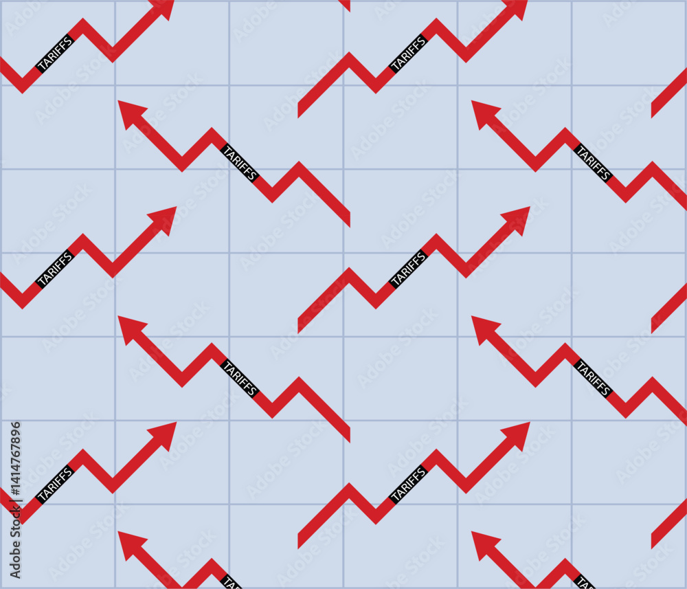 Tariffs increasing. Price going up. Red arrow pointing up with text. Economy vector illustration.
Tariffs increasing. Price going up. Red arrow pointing up with text. Economy vector illustration.