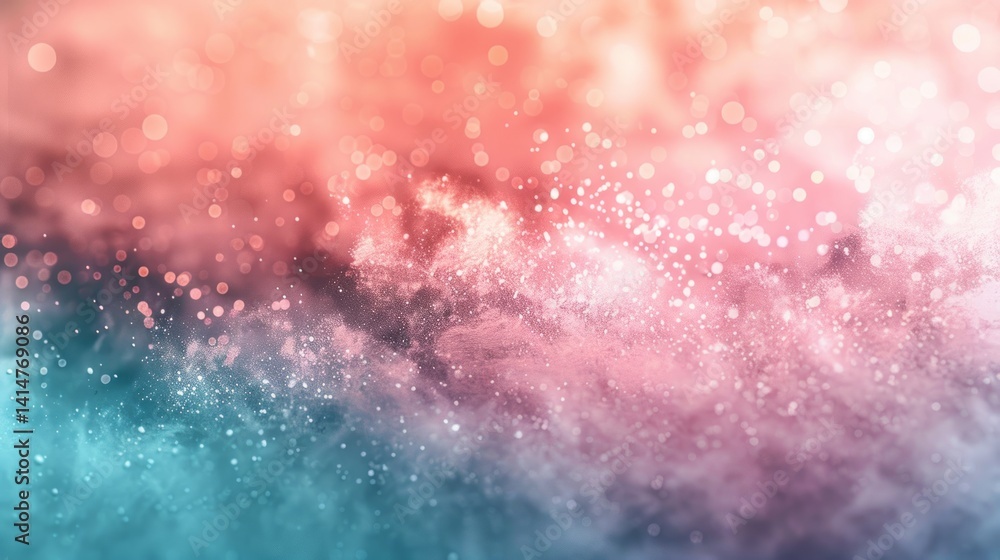 Fototapeta premium Abstract Gradient Background With Bokeh Lights: Dreamy Pink & Teal Texture