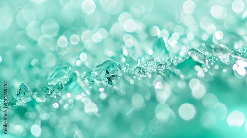 Turquoise Water Drops On Surface: Abstract Nature Background