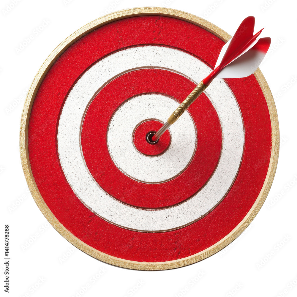 Dart hits target center on transparent background Dart hits target center on transparent background