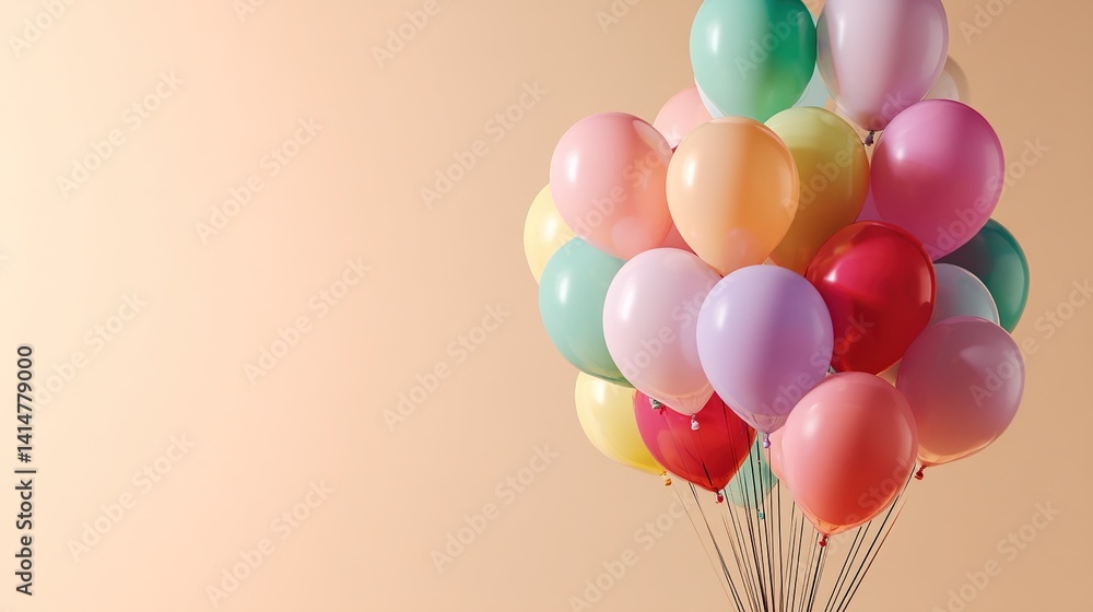 Colorful Balloons Floating Against Pastel Gradient Background, Celebration Concept Colorful Balloons Floating Against Pastel Gradient Background, Celebration Concept