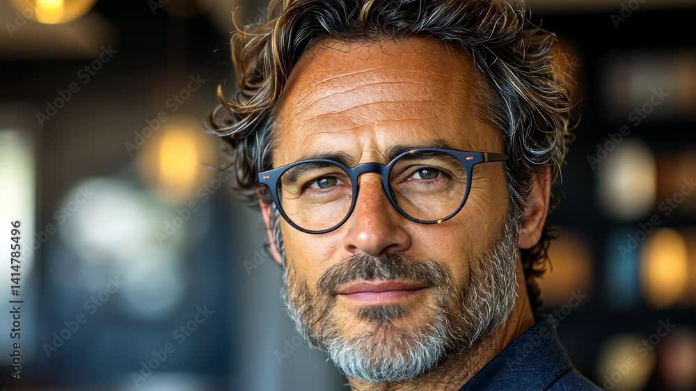 Portrait of a Man with Glasses, Confidence and Style Portrait of a Man with Glasses, Confidence and Style