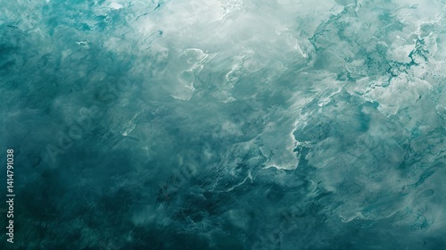 Oceanic Teal Marble Texture Background. Abstract Water Color Wash Backdrop. Elegant Ink Paint Design For Creative Projects.