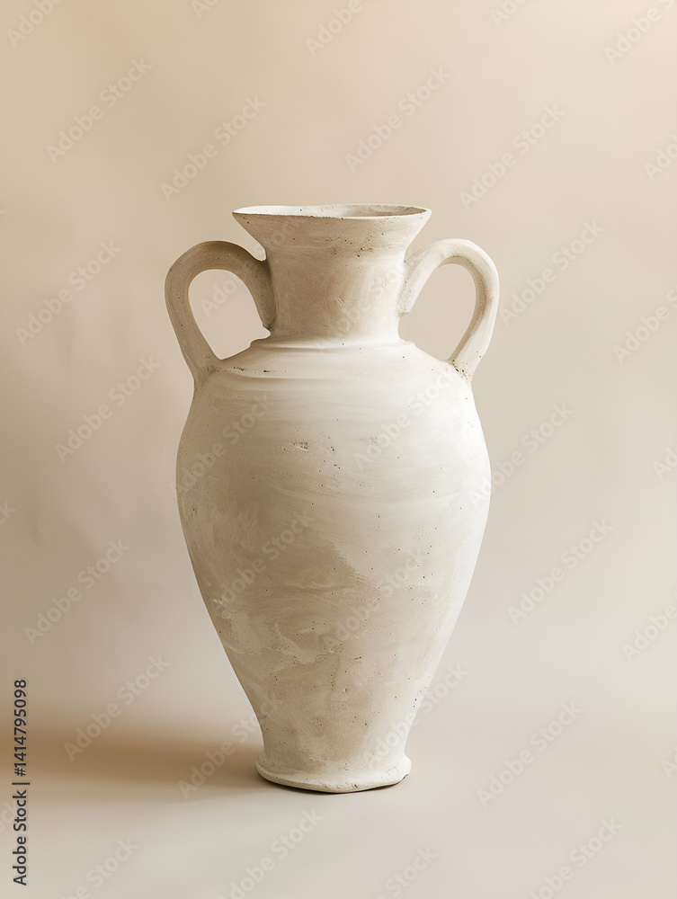 Minimalist handcrafted clay vases with natural texture in soft studio light Minimalist handcrafted clay vases with natural texture in soft studio light