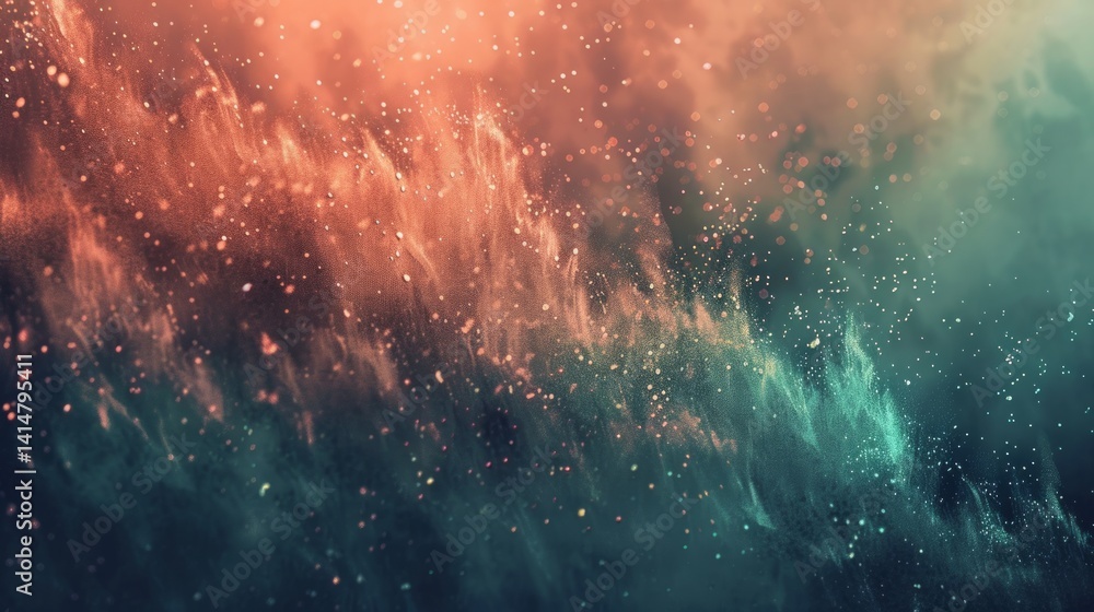 Fototapeta premium Abstract Galaxy Background With Bokeh Lights And Colorful Gradient, Cosmic Dust, Space Design