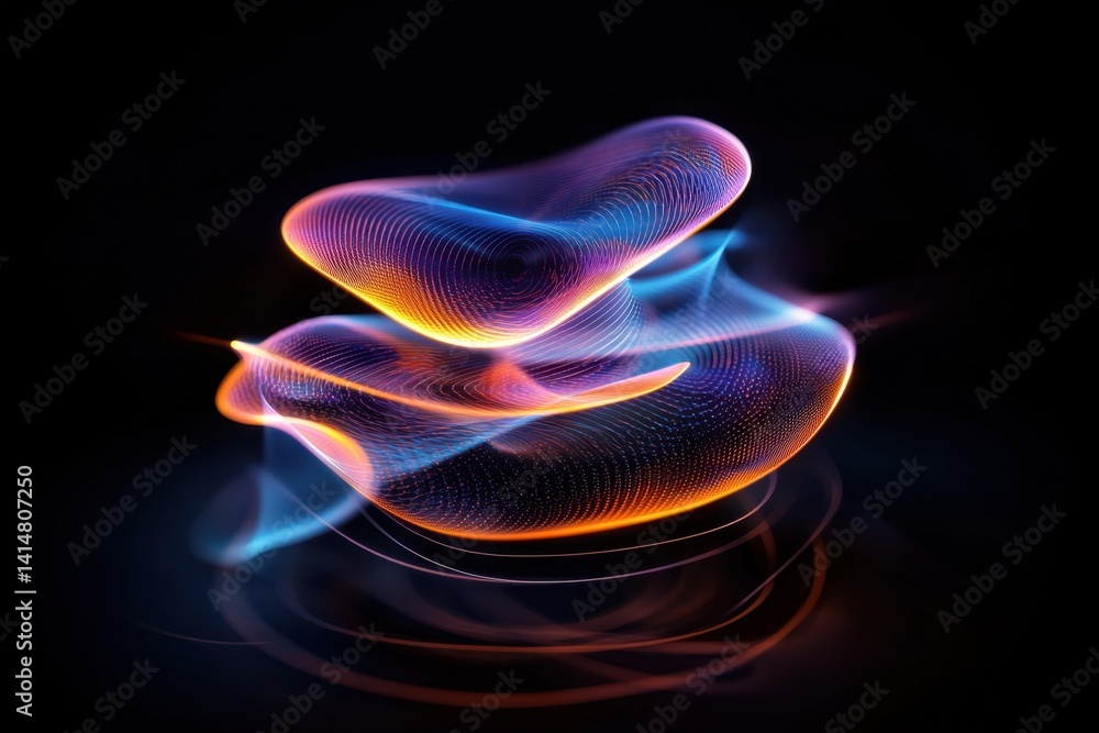 Fototapeta premium Captivating neon abstract geometric patterns dazzling in a dark environment digital art content futuristic viewpoint for visual enthusiasts