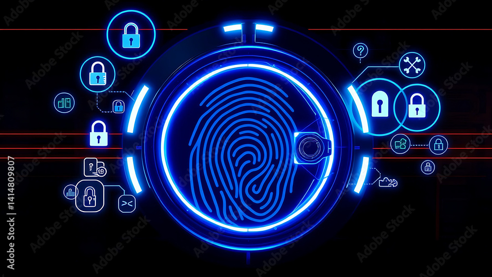 Fototapeta premium This World Password Day Unlock the Future of Strong Security with the Fingerprint Vault Explore Biometric Protection Reinforce Password Practices and Empower Users to Guard Their Digital Lives