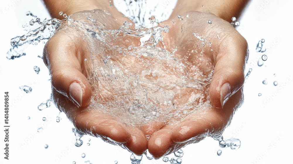Fototapeta premium human hands with water splashing on them