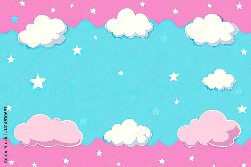 Cartoon Sky with Pink Clouds and Stars Animation Backgrounds for Childrens Cartoon Sky with Pink Clouds and Stars Animation Backgrounds for Childrens