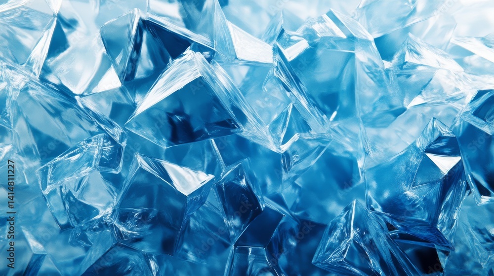 Geometric abstract pattern resembling ice crystals with cool blue and white tones Geometric abstract pattern resembling ice crystals with cool blue and white tones