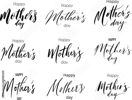 Happy Mother's Day lettering collection. Isolated calligraphy font set. Vector. EPS