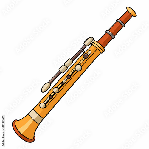 wooden flute isolated on white