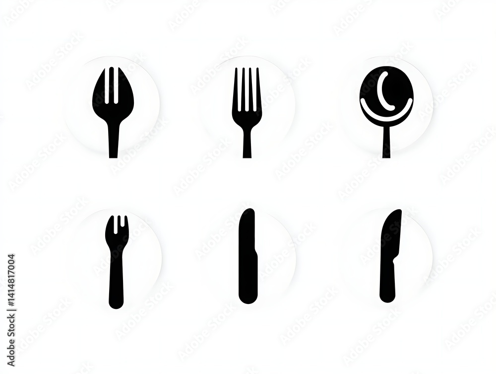 Cutlery Icons Fork with Knife, and Spoon. Cutlery Icons Fork with Knife, and Spoon.