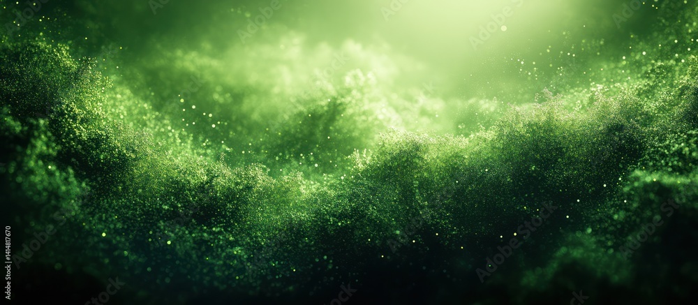 Obraz premium Glowing green moss, nature, background