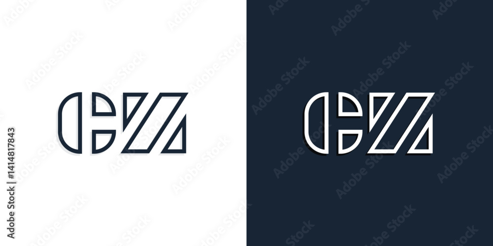 Obraz premium Abstract line art initial letters CZ logo.