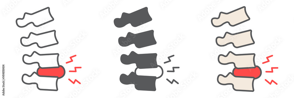 Spine pain icon collection, backache and backpain, herniated disc vector icon set, vector graphics, editable stroke outline sign, eps 10 Spine pain icon collection, backache and backpain, herniated disc vector icon set, vector graphics, editable stroke outline sign, eps 10